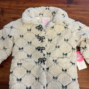 Size 6 Cream Sherpa Jacket with Bow Detail - Kids